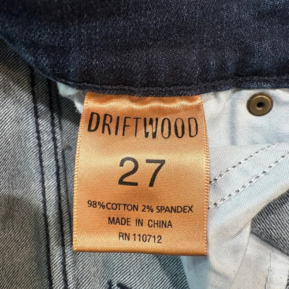 Driftwood Jackie Skinny Jeans Floral Embroidered Blue Cotton Blend Size 27‎